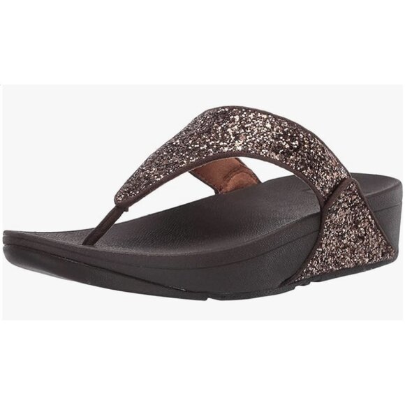 Fitflop Shoes - FITFLOP Lulu Chocolate Metallic Glitter Flip Flop Thong Sandals - Size US 7